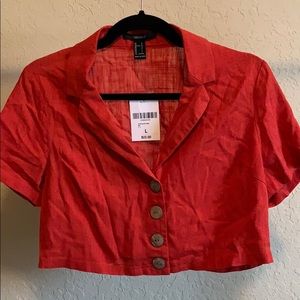 Forever 21 red linen crop top NWT